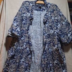 Harbor Bay Mens Hawaiian Shirt Blue and White